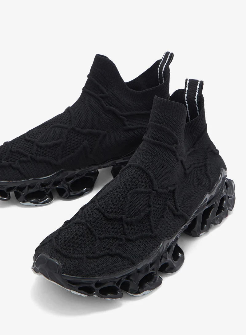 Seventy Five Elevated Flex Outsole Knitted Pull On Sneakers