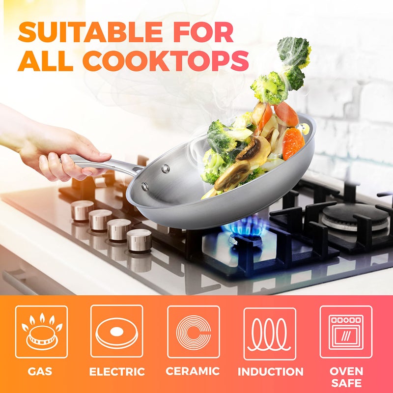Mueller Pots and Pans Set 11-Piece, Ultra-Clad Pro Stainless Steel Cookware Set, Ergonomic and EverCool Stainless Steel Handle, Includes Saucepans, Skillets, Stockpot, Saute Pan, Steamer - Image 5