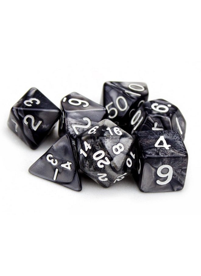 Wiz Dice 7 Die Polyhedral Dice Set - Smoke (Black Pearl) with Velvet Pouch by Wiz Dice  - Image 2