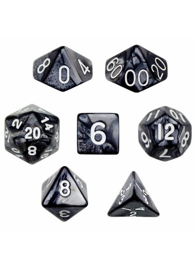 Wiz Dice 7 Die Polyhedral Dice Set - Smoke (Black Pearl) with Velvet Pouch by Wiz Dice  - Image 1