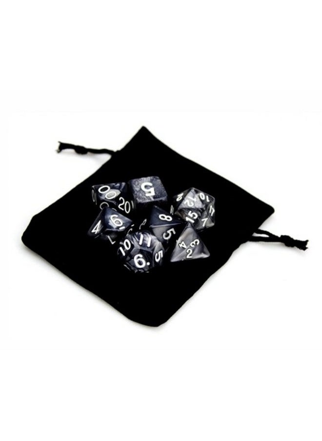 Wiz Dice 7 Die Polyhedral Dice Set - Smoke (Black Pearl) with Velvet Pouch by Wiz Dice  - Image 3