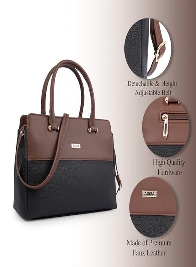 ADISA Color Block handbag shoulder bag satchel for women and girls with sling belt (AD4088-BLA) - Image 4