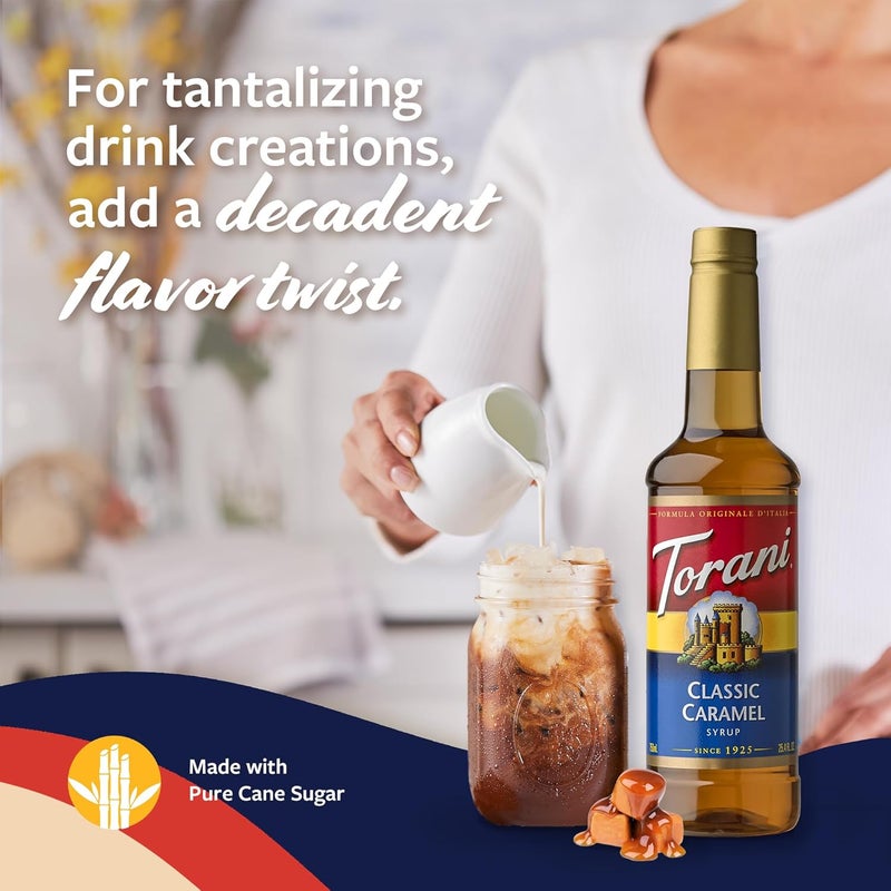 Torani Classic Caramel Syrup with Pump - 25.4 Fl Oz Bottle - Image 4