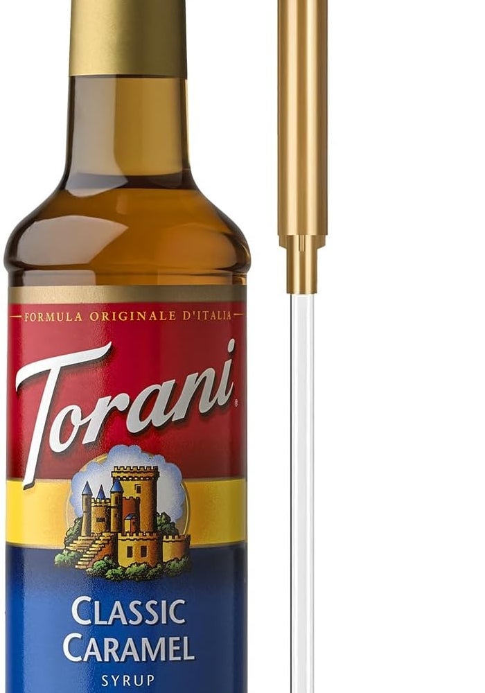 Torani Classic Caramel Syrup with Pump - 25.4 Fl Oz Bottle - Image 1