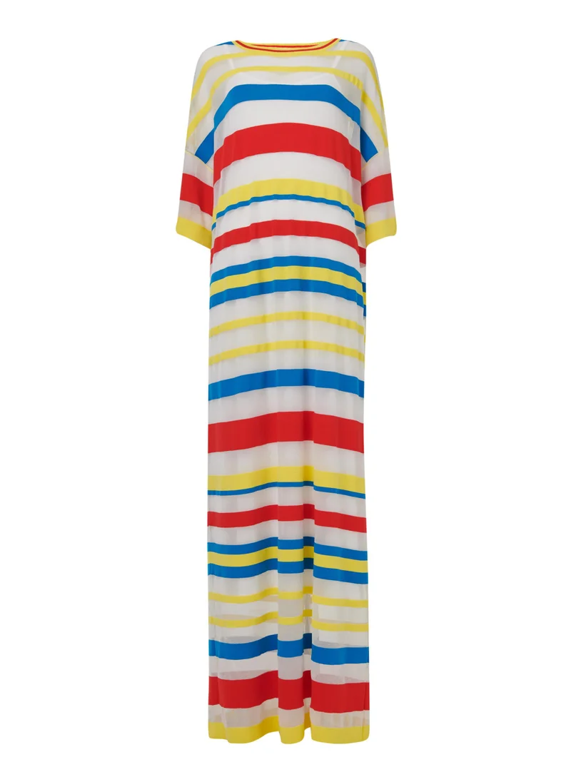 leem Striped Mesh Kaftan