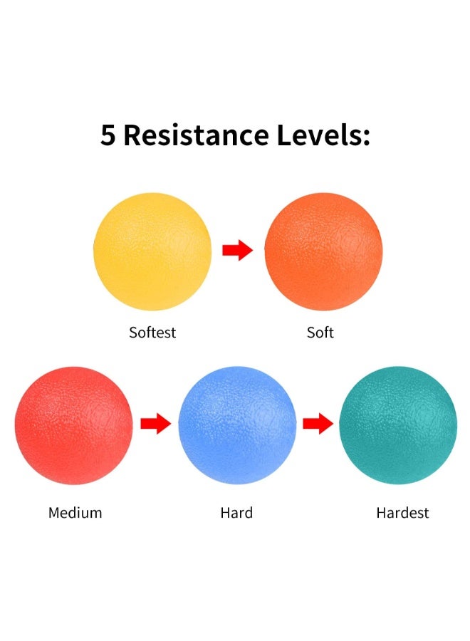 Peachjoy Stress Ball Portable Squeeze Stress Relief Balls Strengthen Hand Exercise and Relieve Tension Hand Exerciser Grip Strengthener Stress Relief, 5PCS - Image 5