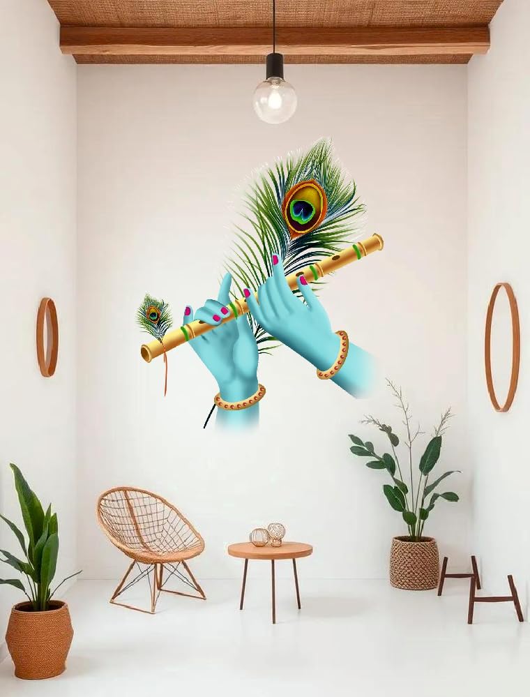 ARS PVC Krishna In Flute Hands Wall Sticker For Living Room,Bedroom,Office,Kids Room Size - 40 Cm X 48 Cm, Self-Adhesive - Image 4