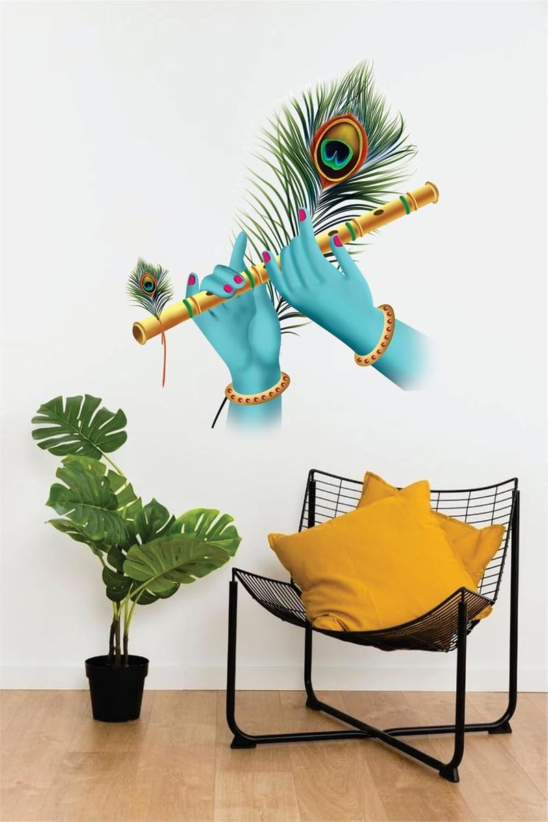 ARS PVC Krishna In Flute Hands Wall Sticker For Living Room,Bedroom,Office,Kids Room Size - 40 Cm X 48 Cm, Self-Adhesive - Image 3