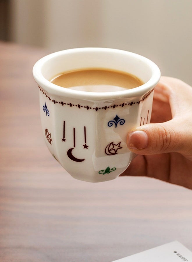 Vintage Star-Moon Pattern Ceramic Cup - 250ML Capacity, Multi-Purpose Mug for Coffee, Tea & Water, Artistic Decorative Cup for Home & Office - Image 2