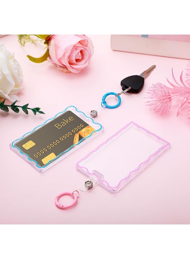 MXN 6 PCS Card Holder with Key Ring, Waterproof Card Protector Pouch Perfect, Cute Clear ID Badge Holder for Women - Image 4