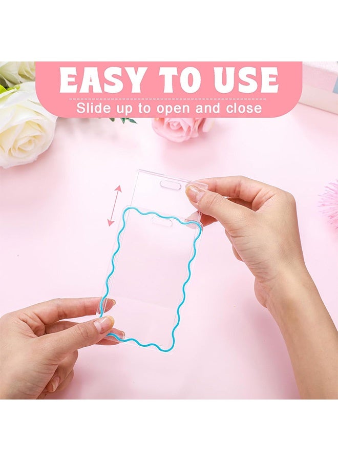 MXN 6 PCS Card Holder with Key Ring, Waterproof Card Protector Pouch Perfect, Cute Clear ID Badge Holder for Women - Image 3