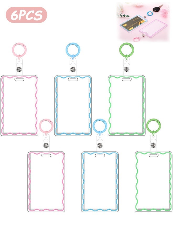 MXN 6 PCS Card Holder with Key Ring, Waterproof Card Protector Pouch Perfect, Cute Clear ID Badge Holder for Women - Image 1