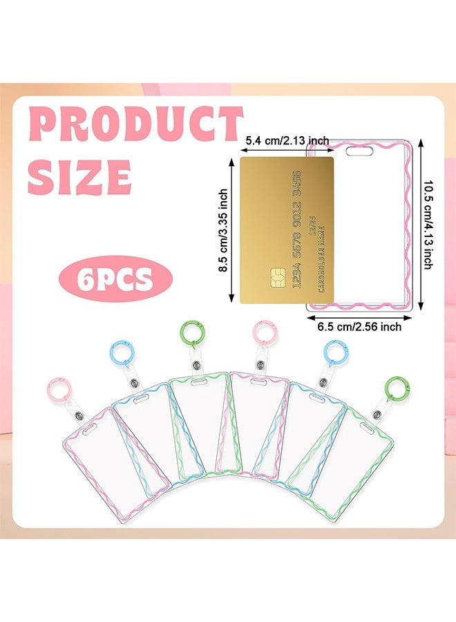 MXN 6 PCS Card Holder with Key Ring, Waterproof Card Protector Pouch Perfect, Cute Clear ID Badge Holder for Women - Image 2