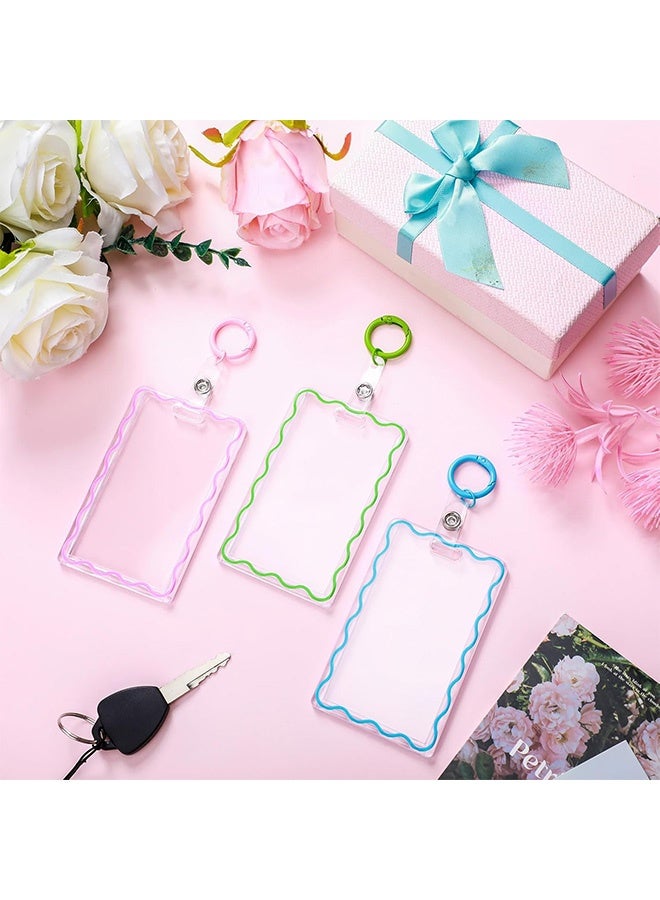 MXN 6 PCS Card Holder with Key Ring, Waterproof Card Protector Pouch Perfect, Cute Clear ID Badge Holder for Women - Image 5