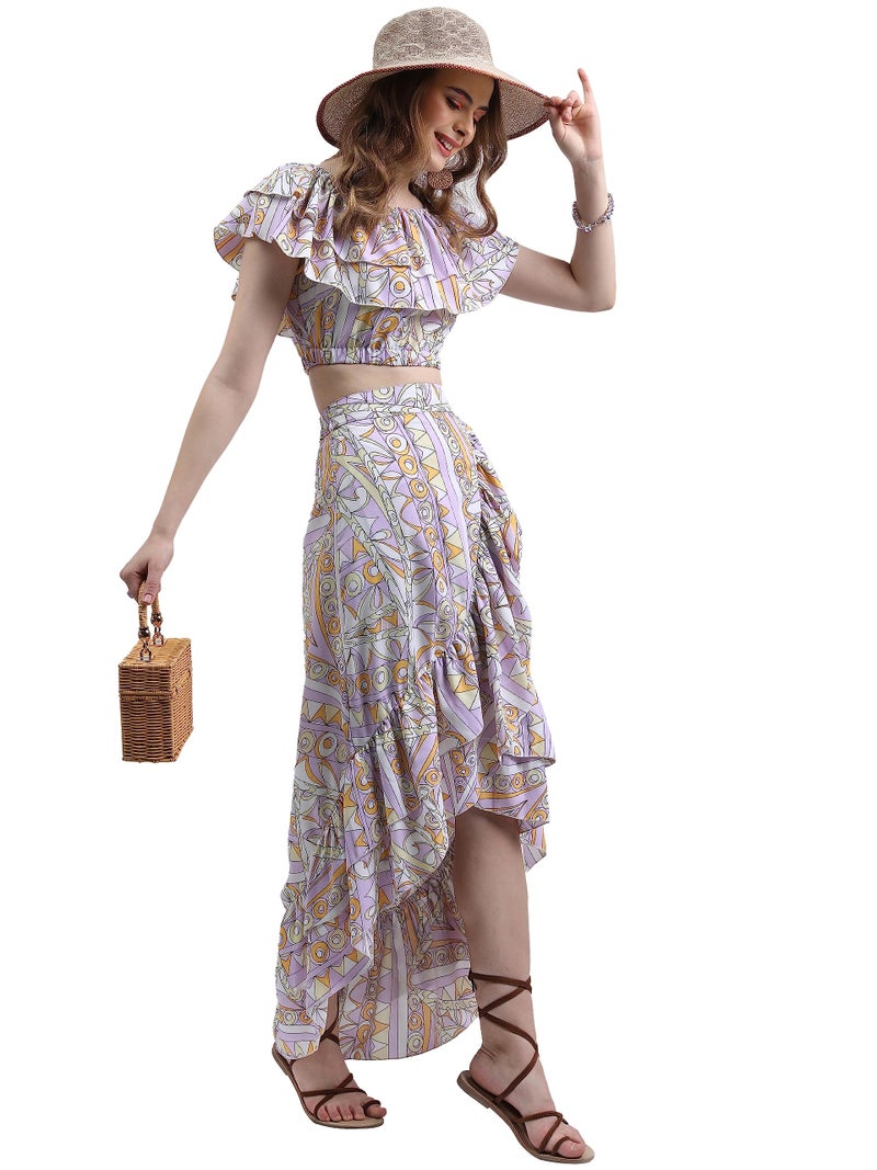 KETCH Women Western Casual FIT Co-Ord Set(KHCE000060_Lavender_S) - Image 1