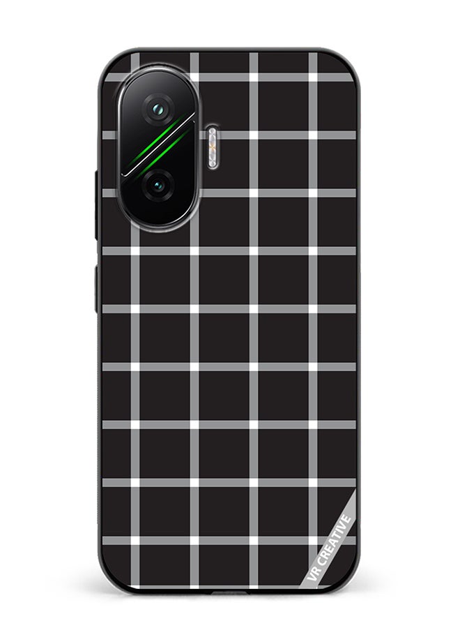 Protective Case Cover For Xiaomi Poco F7 Black White Checkered Design Multicolour