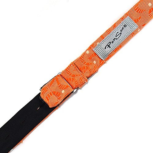 PenSee Mens Self Bow Tie Orange & Yellow Dot Floral Jacquard Woven Silk Bow Ties - Image 4
