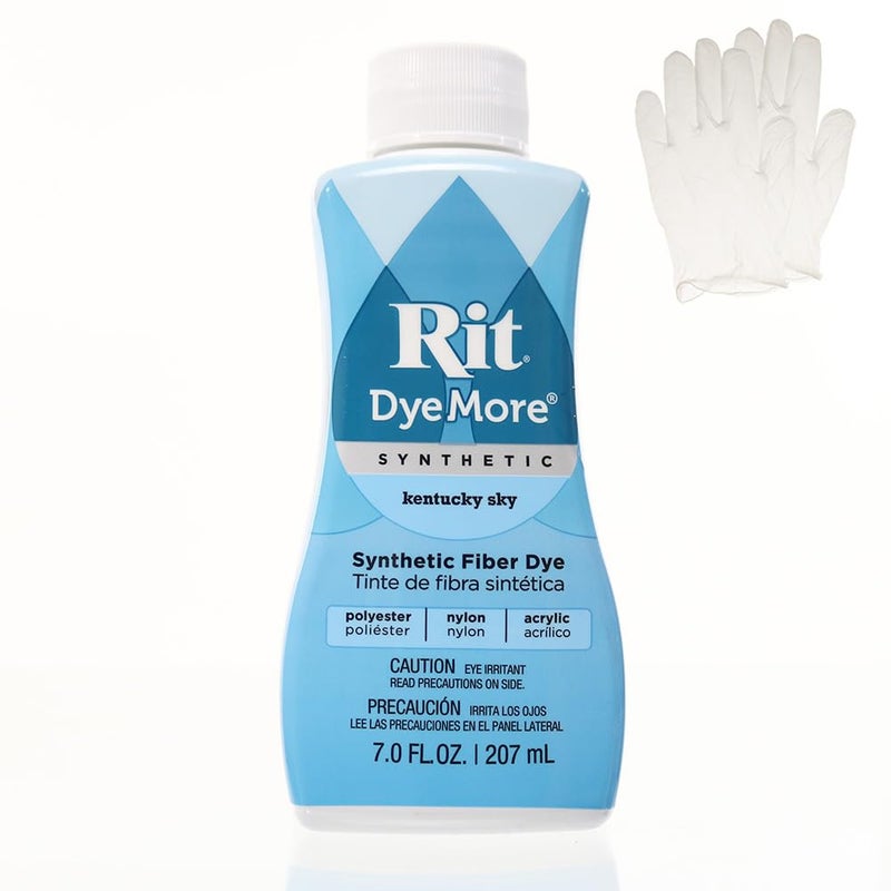 Craft County Rit DyeMore 7 Oz. Synthetic Liquid Fiber Dye Single Pack with Plastic Gloves for Clothing, DÃ©cor, and Crafts â€“ Kentucky Sky - Image 1