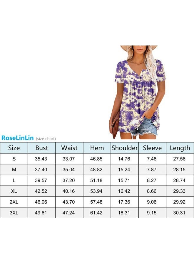 ROSELINLIN Womens Long Sleeve Tunic Tops for Leggings Loose Fit Button Pullover Shirts with Shirring Hem S-3XL, Orangeblue, XL - Image 5