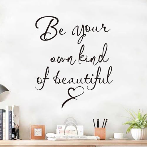 SEATUNE Inspirational Quotes Bedroom Wall Stickers: Women Beautiful Home Positive Vinyl Art Wall Decals - Living Room Bathroom Kitchen Family Wall Decor - Be Your Own Kind of Beatiful 15" X 18" - Image 1