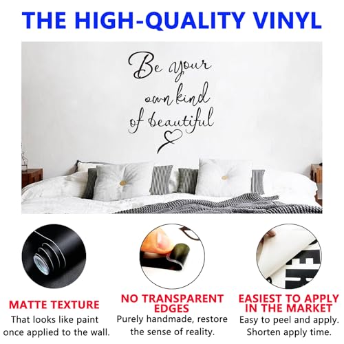 SEATUNE Inspirational Quotes Bedroom Wall Stickers: Women Beautiful Home Positive Vinyl Art Wall Decals - Living Room Bathroom Kitchen Family Wall Decor - Be Your Own Kind of Beatiful 15" X 18" - Image 2