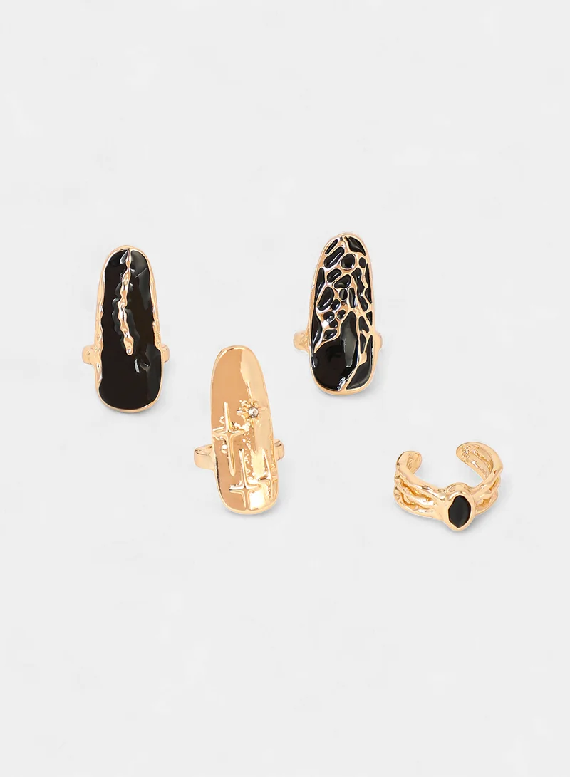SOHI SOHI Women The Enamel-Goliath Nail Ring Set | California  Colour | One-Size | Metallic Alloy Material | Adjustable Closure | Ring For Casual & Evening Wear