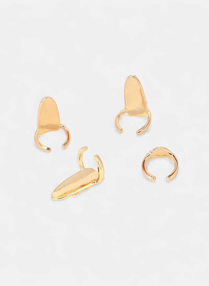 SOHI SOHI Women The Enamel-Goliath Nail Ring Set | California  Colour | One-Size | Metallic Alloy Material | Adjustable Closure | Ring For Casual & Evening Wear