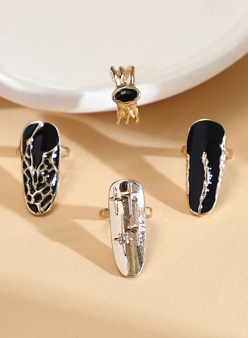SOHI SOHI Women The Enamel-Goliath Nail Ring Set | California  Colour | One-Size | Metallic Alloy Material | Adjustable Closure | Ring For Casual & Evening Wear