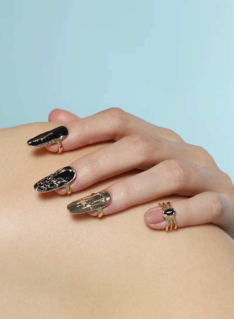 SOHI SOHI Women The Enamel-Goliath Nail Ring Set | California  Colour | One-Size | Metallic Alloy Material | Adjustable Closure | Ring For Casual & Evening Wear