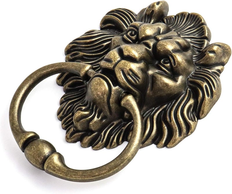 QWORK Antique Lion Head Bronze Door Knocker - Classic Vintage Design - Image 2