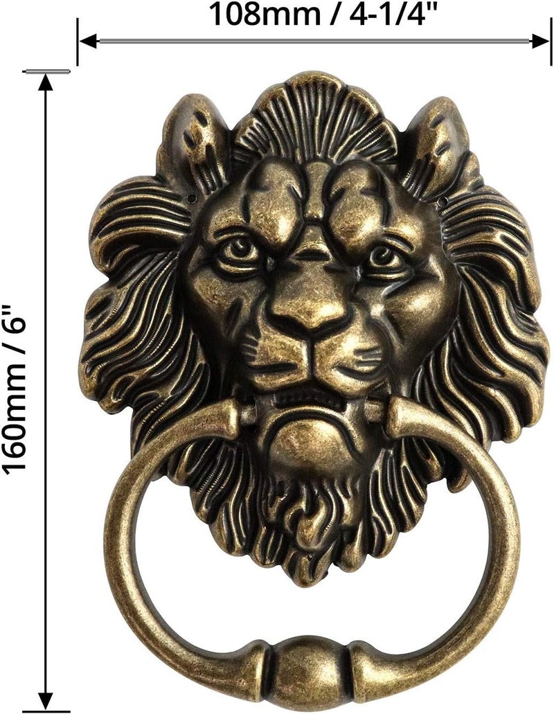 QWORK Antique Lion Head Bronze Door Knocker - Classic Vintage Design - Image 4