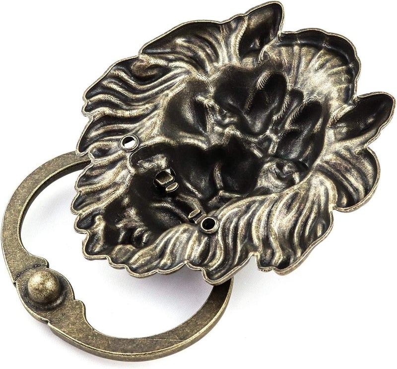 QWORK Antique Lion Head Bronze Door Knocker - Classic Vintage Design - Image 3