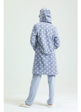 Magic Form 35252 Women's Hooded Fleece Dressing Gown-Grey  - Image 5