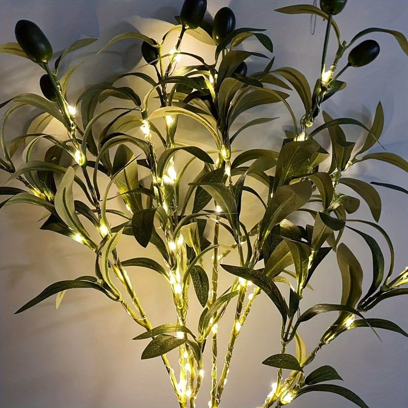 Adjustable Olive Green LED Simulation Branch Light With Warm White String For Home Decor - Image 4