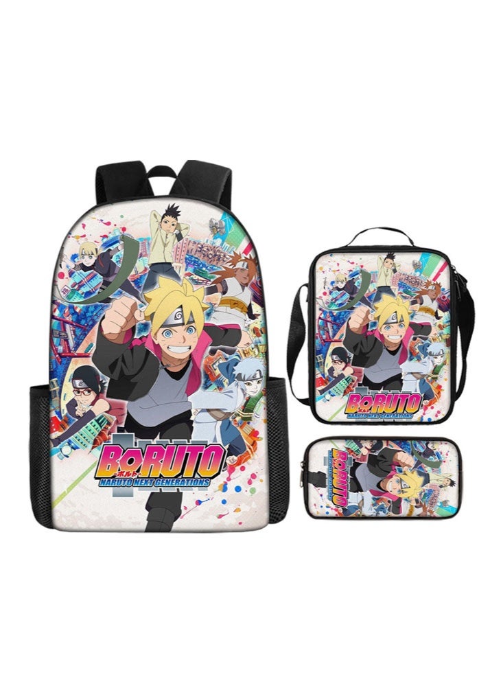 Naruto The new Naruto backpack, pencil case, shoulder bag, three-piece suit, men's and women's leisure sports travel backpack, student school backpack - Image 1