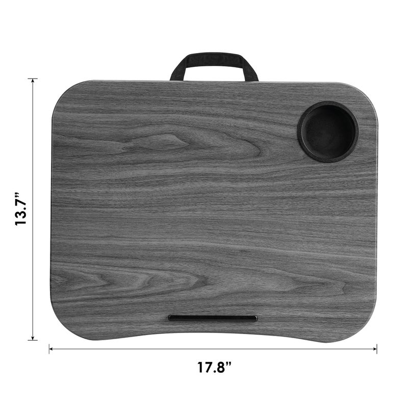 LAPGEAR Cup Holder Lap Desk with Device Ledge - Gray Woodgrain - Fits up to 14 Inch Laptops - Style No. 46325 - Image 5