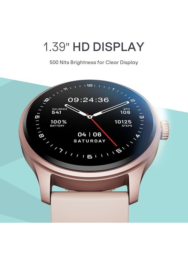 Boat Lunar Discovery Neo, 1.39" (3.5 cm) Round HD Display, Premium Metallic Finish, Animated Watchfaces, 100+ Sports Mode, Bluetooth Calling, Smart Watch for Men & Women (Cherry Blossom) - Image 2