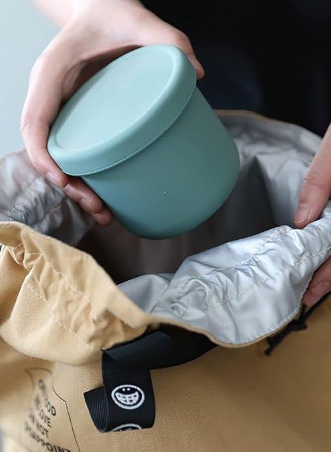 Canvas Insulated Lunch Bag with Drawstring Closure, Wide-Open Foldable and Lightweight Lunch Tote Bag, Cooler Tote Bag for Work Office Picnic,Beige - Image 3