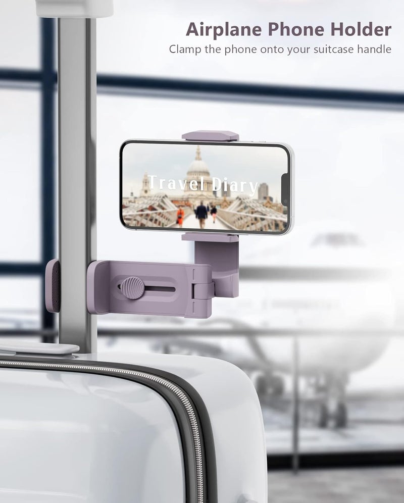 MiiKARE Travel Essentials Airplane Phone Holder, Universal Handsfree Phone Mount for Flying with 360 Degree Rotation, Travel Must Haves Phone Stand for Desk, Tray Table, Black&Purple - Image 2