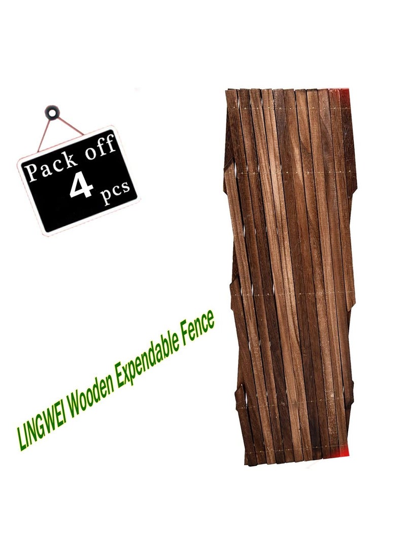 LINGWEI - LINGWEI 4 Pieces Portable Wooden Lattice Wall Fence Panel - Image 1