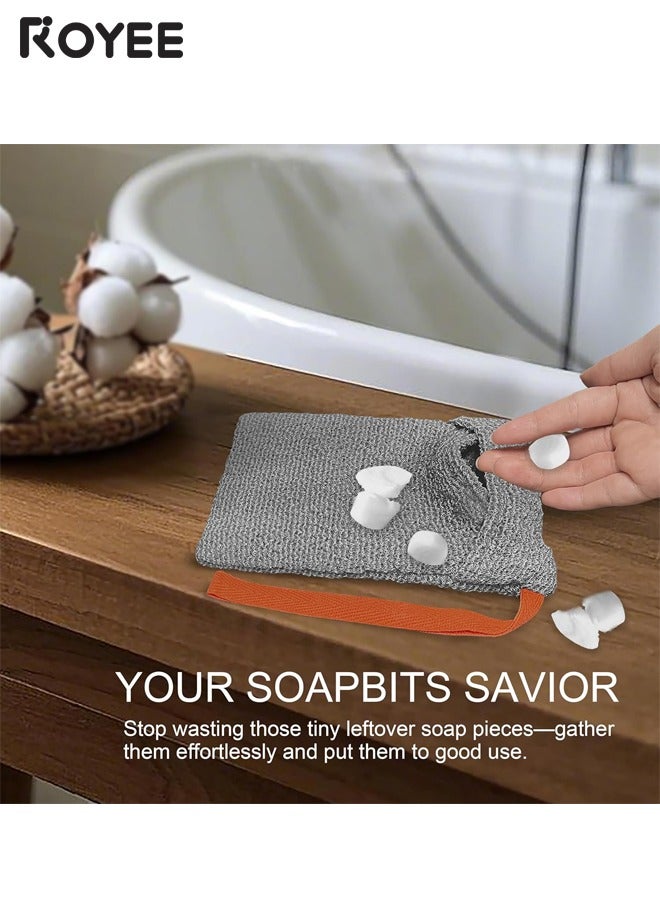 Royee 2 Pack Soap Bag Gentle Roughness,Bar Soap Pouch Saver Pocket,Exfoliating Body Scrubber Shower Bath Sponge Loofah (Grey) - Image 2