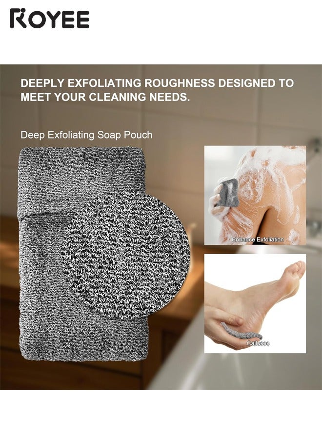 Royee 2 Pack Soap Bag Gentle Roughness,Bar Soap Pouch Saver Pocket,Exfoliating Body Scrubber Shower Bath Sponge Loofah (Grey) - Image 5