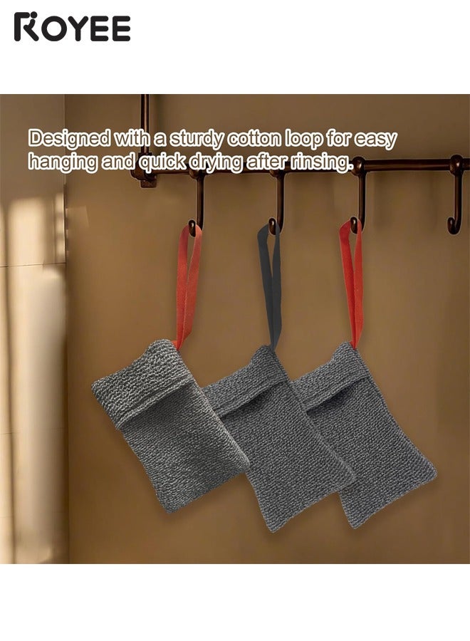 Royee 2 Pack Soap Bag Gentle Roughness,Bar Soap Pouch Saver Pocket,Exfoliating Body Scrubber Shower Bath Sponge Loofah (Grey) - Image 4