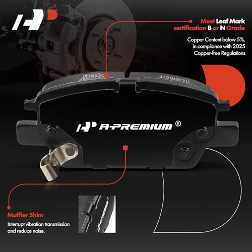 A-Premium Front Ceramic Disc Brake Pads Set Compatible with Chevrolet Cruze 2016-2019, Volt 2016-2019, Bolt EV 2017-2021, 4 Pcs - Image 2