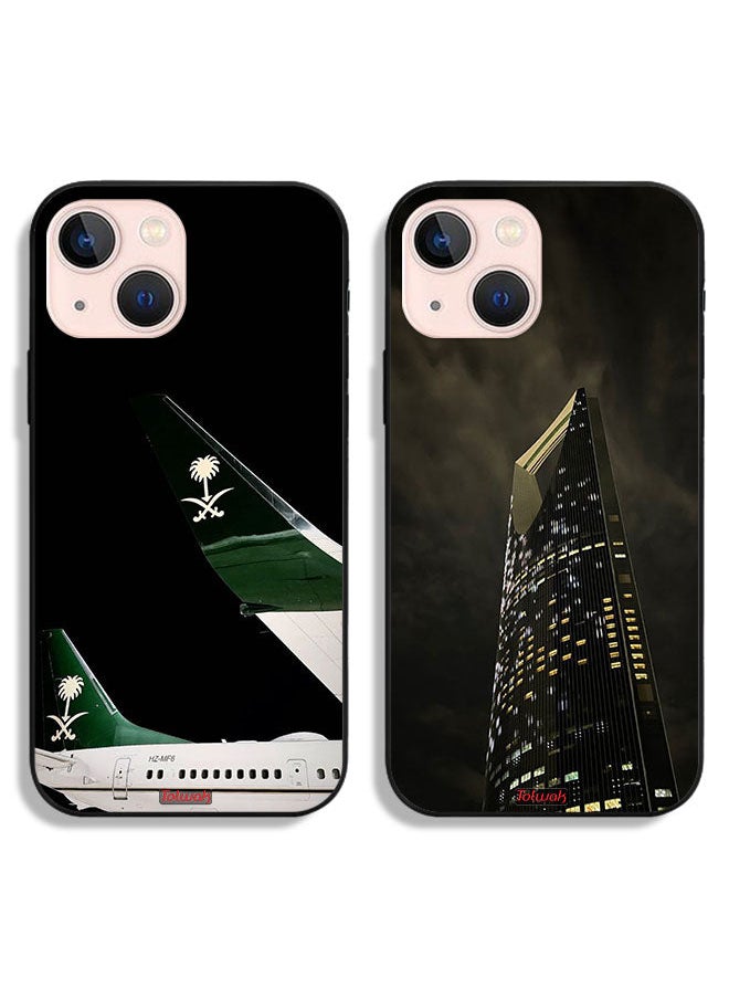 Tolwak - Two Cases For Apple iPhone 13 Protective Covers Kingdom Airplane and Center - Image 1