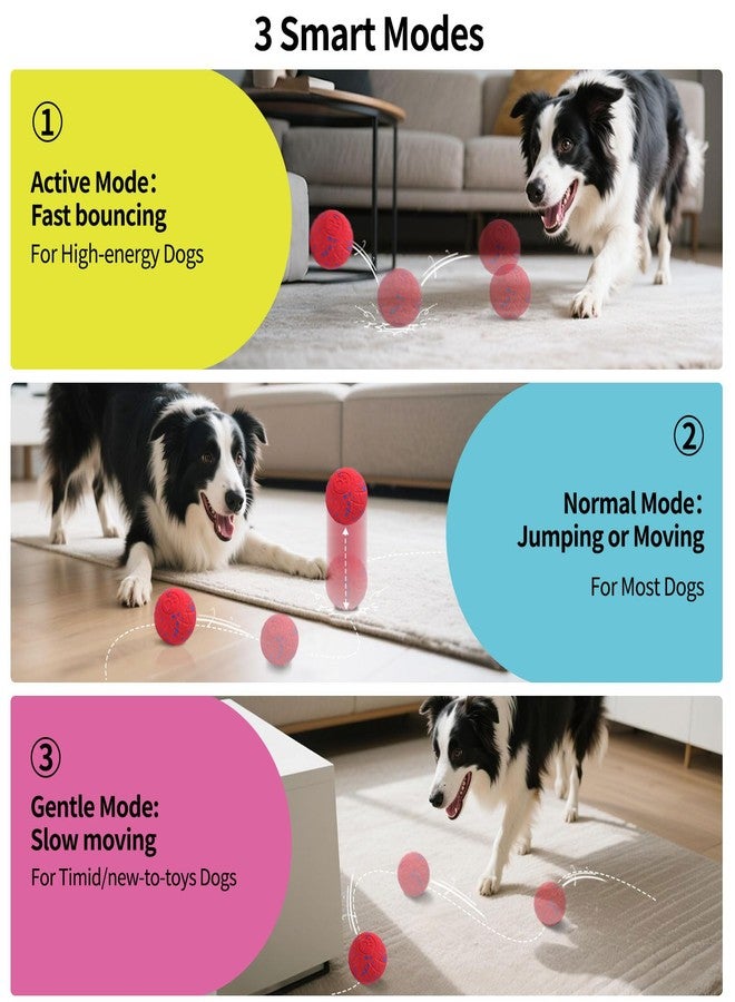 SCHITEC Smart Interactive Dog Toy Ball - Automatic Moving & Bouncing Balls for Large Dogs, Rechargeable Motorized Dog Ball, Stimulating Pet Toy for Active & Bored Medium Large Dogs (Red) - Image 3