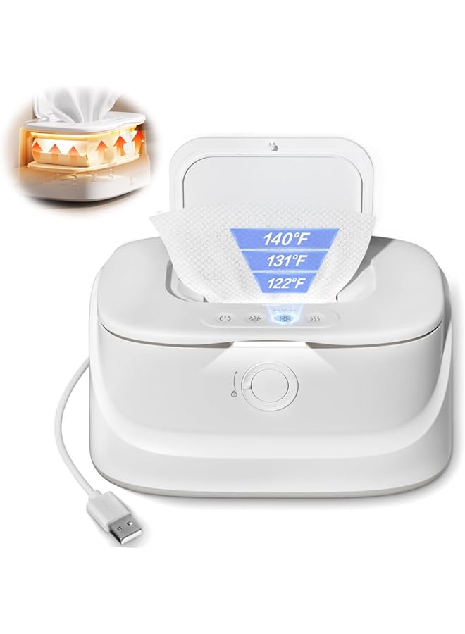 Azonee Baby Wipe Warmer And Wet Wipes Dispenser 3 Modes Temperature Control Large Capacity With Night Light Portable Diaper Wipes Warmer For Newborns Baby Shower Gifts - Image 1