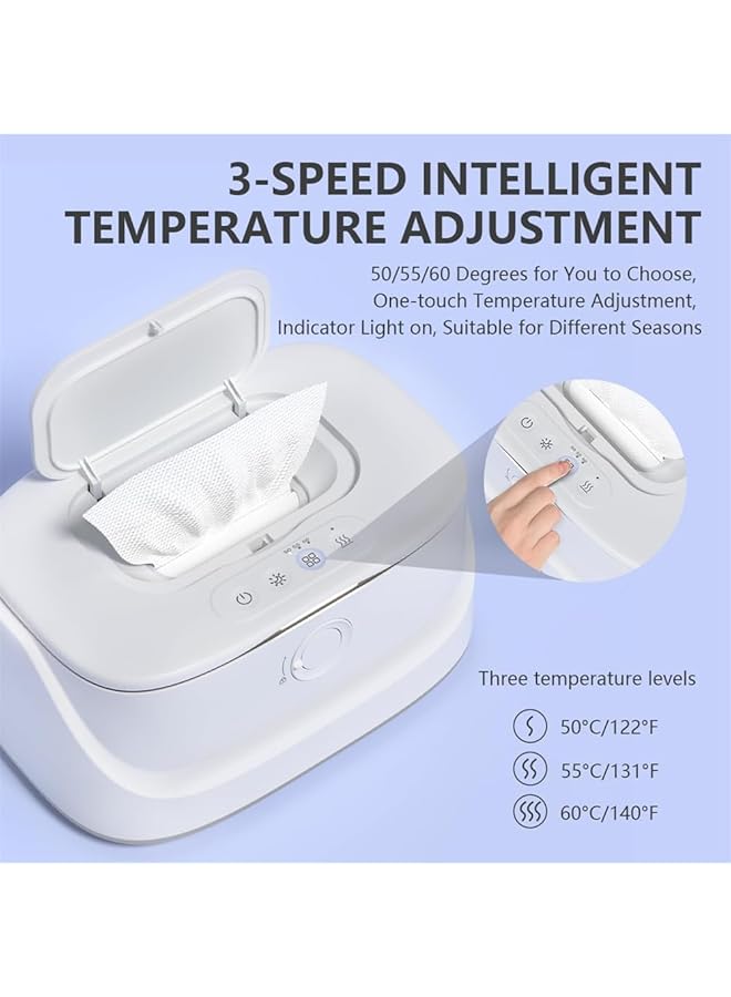 Azonee Baby Wipe Warmer And Wet Wipes Dispenser 3 Modes Temperature Control Large Capacity With Night Light Portable Diaper Wipes Warmer For Newborns Baby Shower Gifts - Image 3