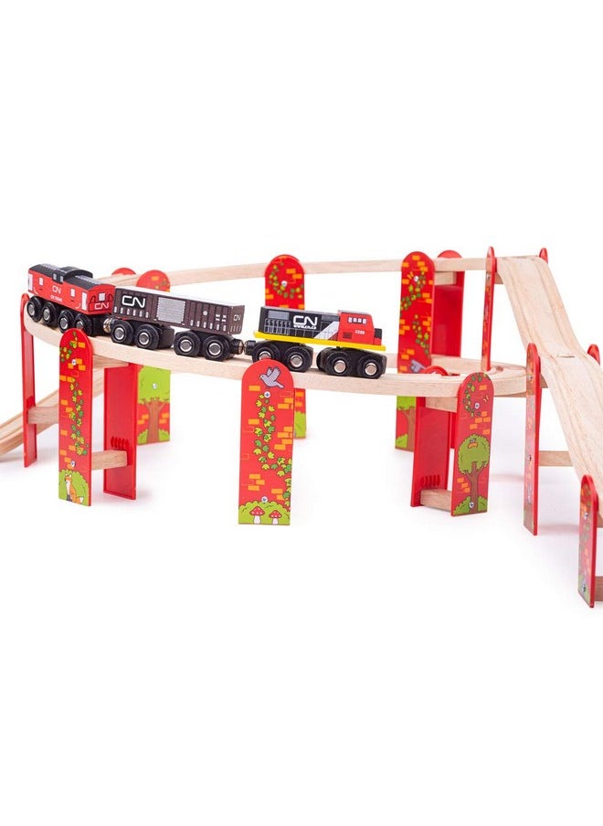 Bigjigs Rail Bigjigs Rail, High Level Train Track Expansion Pack, Wooden Toys, Bigjigs Train Accessories, Wooden Train Track, Train Toys, Wooden Toys for 3 4 5 Year Olds  - Image 2