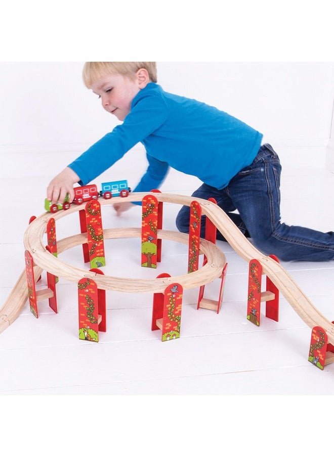 Bigjigs Rail Bigjigs Rail, High Level Train Track Expansion Pack, Wooden Toys, Bigjigs Train Accessories, Wooden Train Track, Train Toys, Wooden Toys for 3 4 5 Year Olds  - Image 3